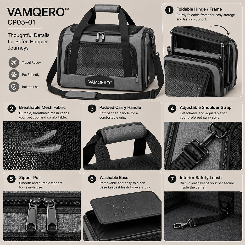 VAMQERO™ Foldable Pet Travel Carry Bag image 6