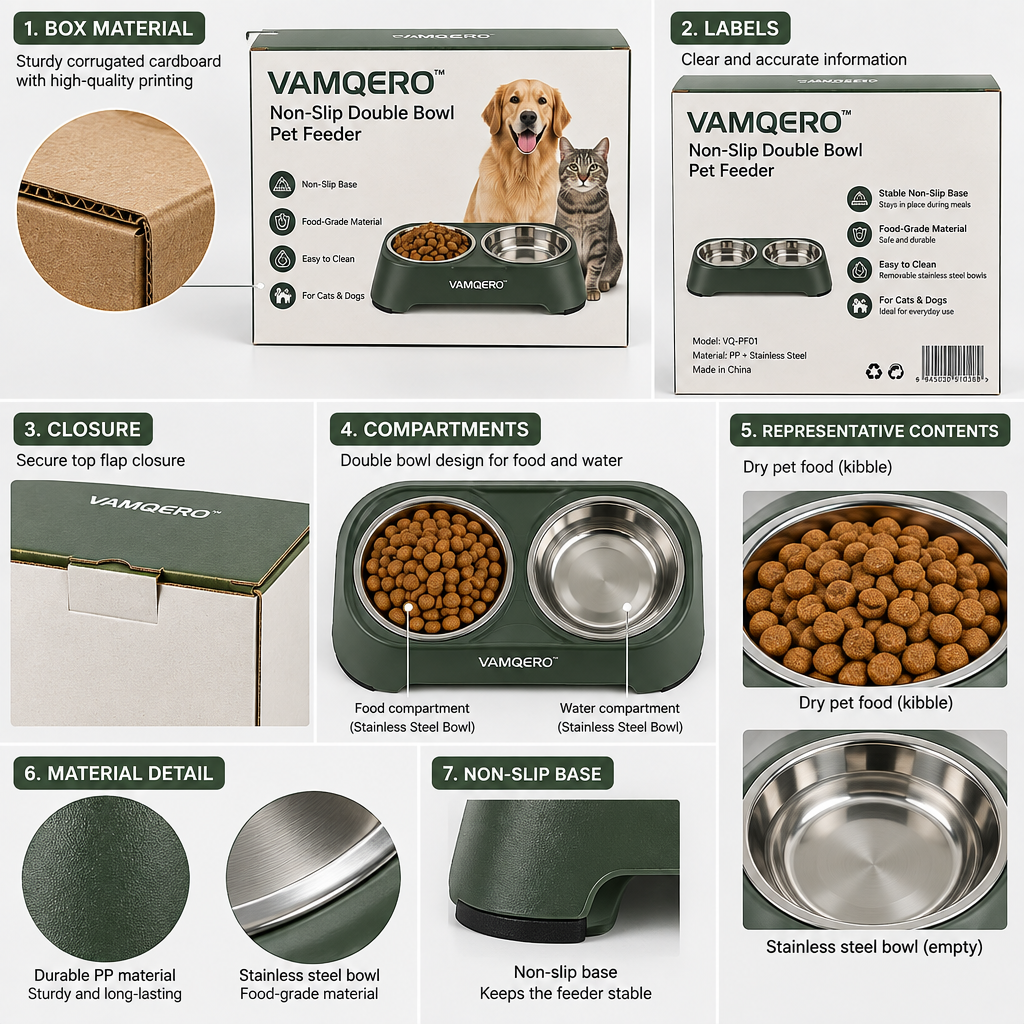 VAMQERO™ Non-Slip Double Bowl Pet Feeder image 6